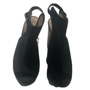 LUCKY BRAND Lisza Open Toe Bootie, Black Suede, Size 7.5‎